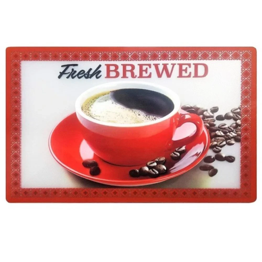 Placemats Coffee Theme Frosted Clear Indoor Outdoor Rectangle 11.5 X 17.5 in